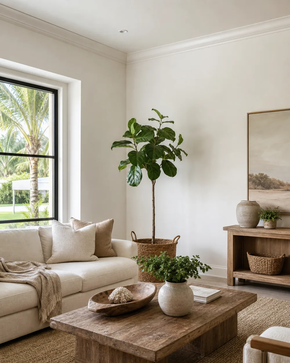A freshly painted, sunlit living room in an Orlando home.